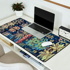Tree of Life reflecting water of garden lily pond twilight blue nature landscape painting Desk Mat Gallery Image 2