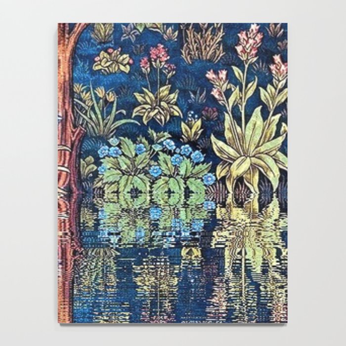 Tree of Life reflecting water of garden lily pond twilight blue nature landscape painting Notebook Gallery Image 4