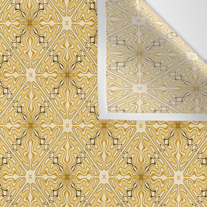 Spanish Murcia Tile Geometric Pattern in Mustard Yellow and Brown Wall Tapestry Gallery Image 3