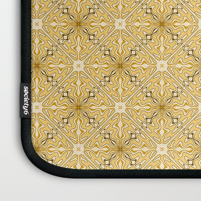 Spanish Murcia Tile Geometric Pattern in Mustard Yellow and Brown Laptop Sleeve Gallery Image 3