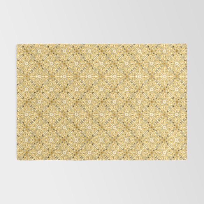Spanish Murcia Tile Geometric Pattern in Mustard Yellow and Brown Rug Gallery Image 2
