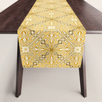 Spanish Murcia Tile Geometric Pattern in Mustard Yellow and Brown Table Runner Gallery Image 1