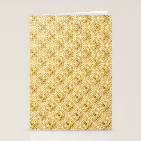 Spanish Murcia Tile Geometric Pattern in Mustard Yellow and Brown Stationery Card Gallery Image 2
