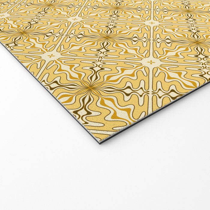 Spanish Murcia Tile Geometric Pattern in Mustard Yellow and Brown Welcome Mat Gallery Image 2