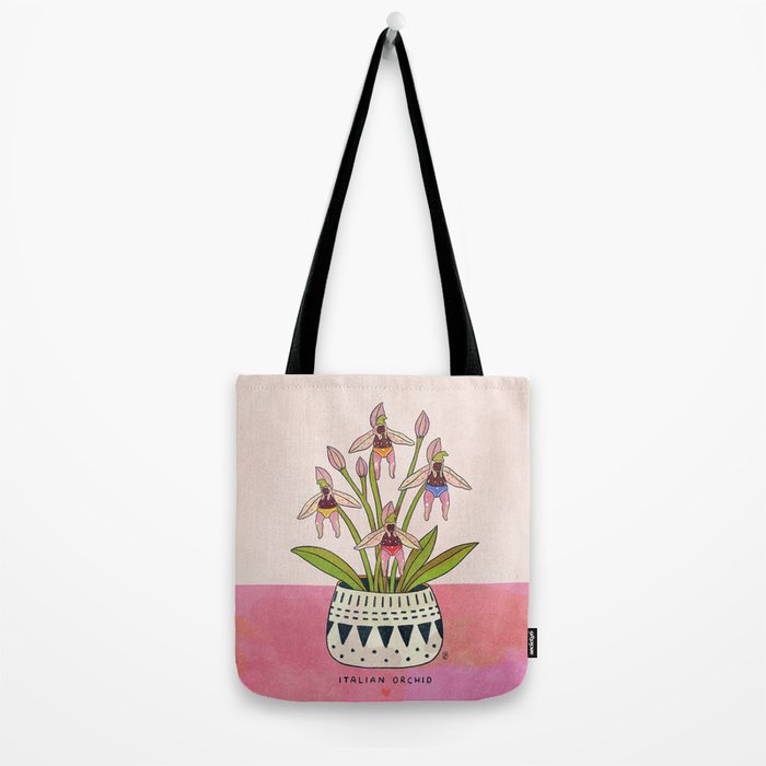 Italian Orchid Cute Botanical Illustration Tote Bag Gallery Image 2
