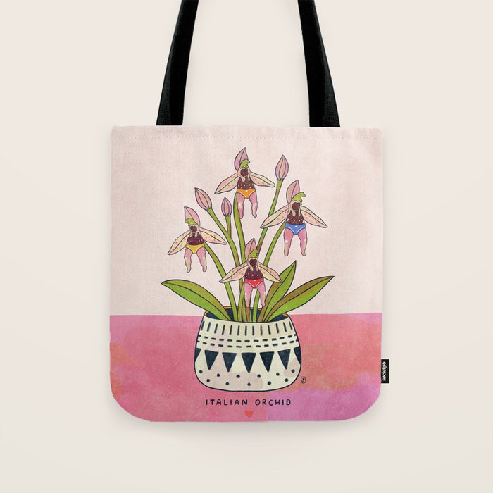 Italian Orchid Cute Botanical Illustration Tote Bag Gallery Image 1