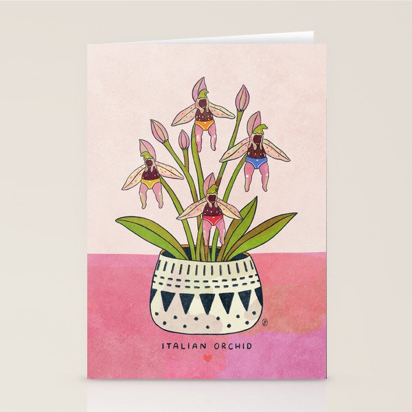Italian Orchid Cute Botanical Illustration Stationery Card Gallery Image 2