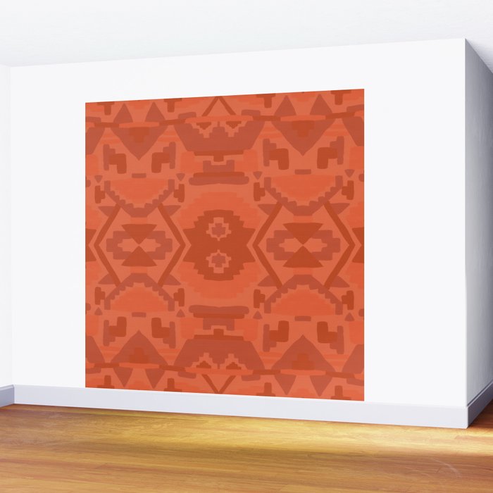 Geometric Aztec in Chile Red Wall Mural Gallery Image 2