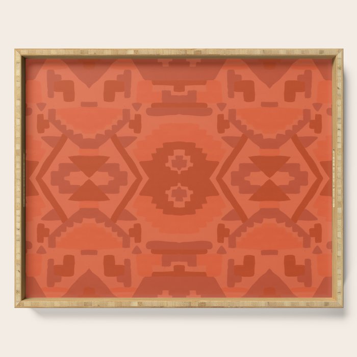 Geometric Aztec in Chile Red Serving Tray Gallery Image 1