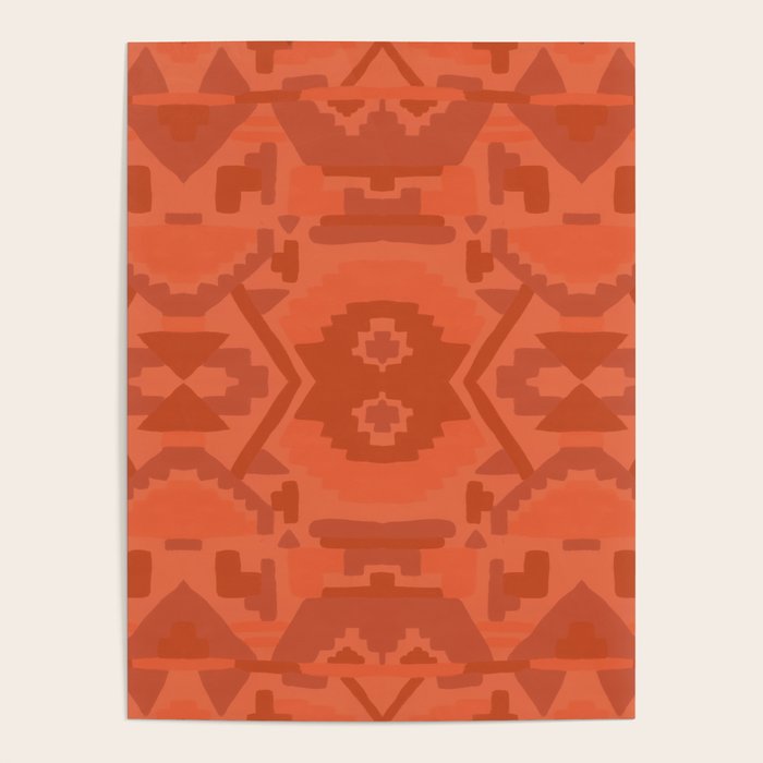 Geometric Aztec in Chile Red Poster Gallery Image 1