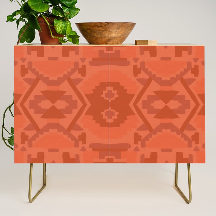 Geometric Aztec in Chile Red Credenza Gallery Image 1