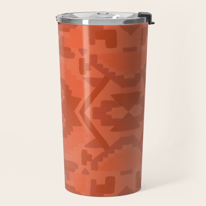 Geometric Aztec in Chile Red Travel Mug Gallery Image 2