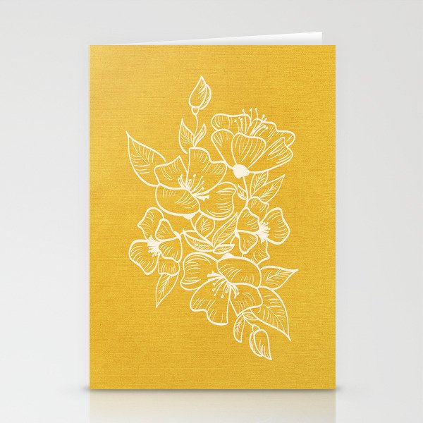 Scandinavian Brushed Gold Floral Ornament | Tropical Line Art Stationery Card Gallery Image 2