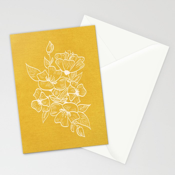 Scandinavian Brushed Gold Floral Ornament | Tropical Line Art Stationery Card Gallery Image 2