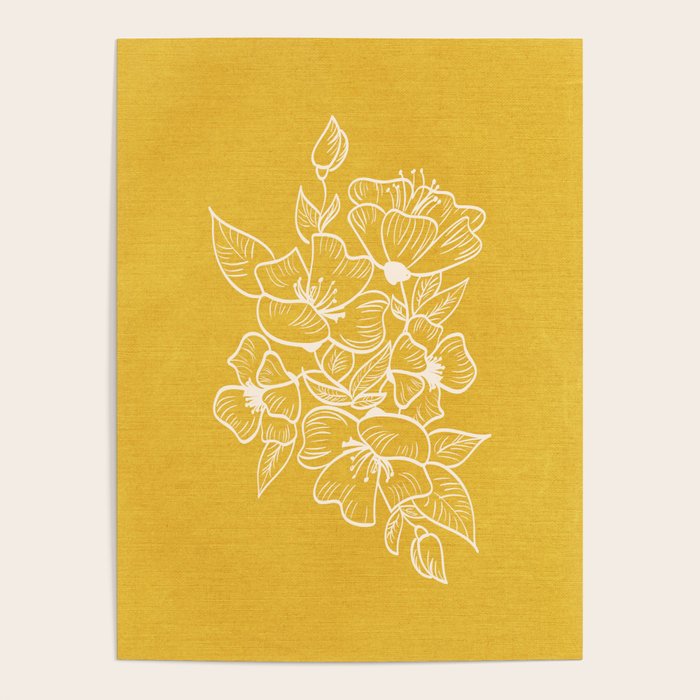 Scandinavian Brushed Gold Floral Ornament | Tropical Line Art Poster Gallery Image 4