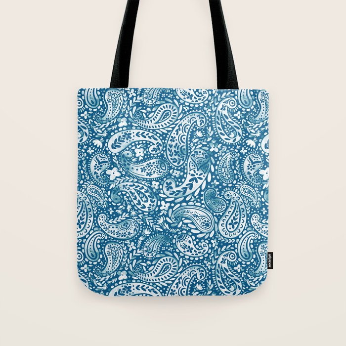 Paisley Indigo Nature Swirls Tote Bag Gallery Image 1
