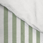 Sage Green and White Classic Narrow Stripe Pattern Vertical Comforter Gallery Image 4
