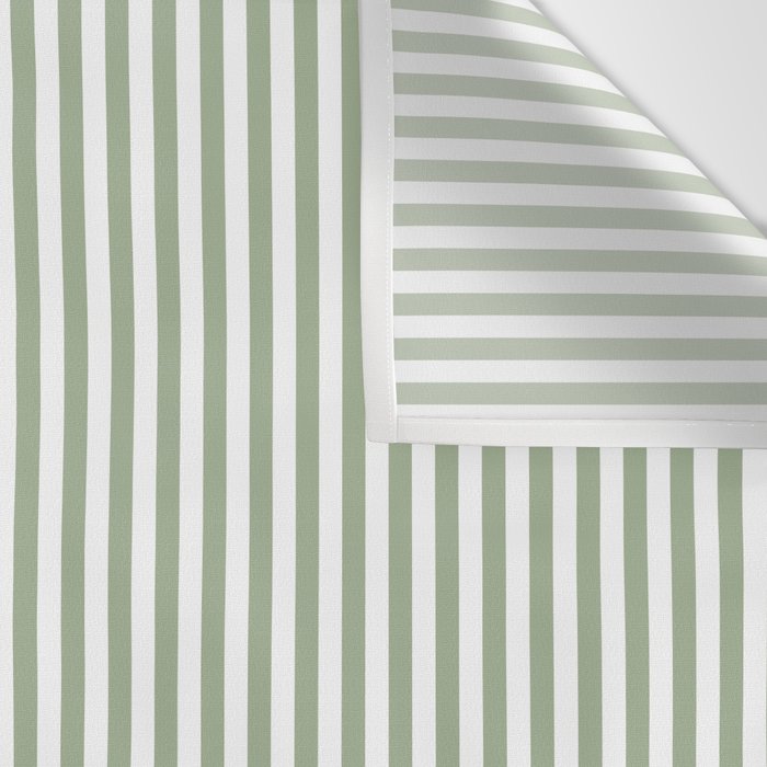 Sage Green and White Classic Narrow Stripe Pattern Vertical Wall Tapestry Gallery Image 3
