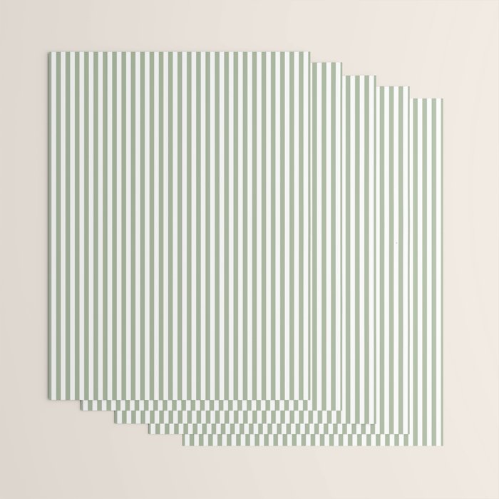 Sage Green and White Classic Narrow Stripe Pattern Vertical Wrapping Paper Gallery Image 3