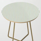 Sage Green and White Classic Narrow Stripe Pattern Vertical Side Table Gallery Image 2