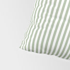 Sage Green and White Classic Narrow Stripe Pattern Vertical Pillow Sham Gallery Image 4