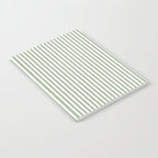 Sage Green and White Classic Narrow Stripe Pattern Vertical Notebook Gallery Image 2