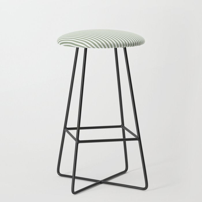 Sage Green and White Classic Narrow Stripe Pattern Vertical Stool Gallery Image 1