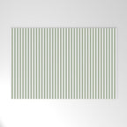 Sage Green and White Classic Narrow Stripe Pattern Vertical Welcome Mat Gallery Image 1