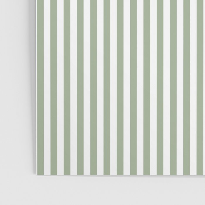 Sage Green and White Classic Narrow Stripe Pattern Vertical Poster Gallery Image 3