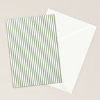 Sage Green and White Classic Narrow Stripe Pattern Vertical Stationery Card Gallery Image 2