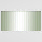 Sage Green and White Classic Narrow Stripe Pattern Vertical Desk Mat Gallery Image 3