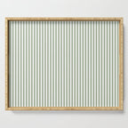 Sage Green and White Classic Narrow Stripe Pattern Vertical Serving Tray Gallery Image 1