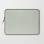 Sage Green and White Classic Narrow Stripe Pattern Vertical Laptop Sleeve Gallery Image 1