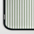 Sage Green and White Classic Narrow Stripe Pattern Vertical Laptop Sleeve Gallery Image 3