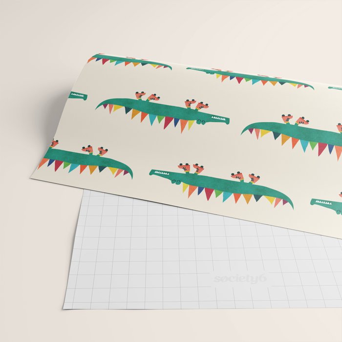 Crocodile on Roller Skates Wrapping Paper Gallery Image 2