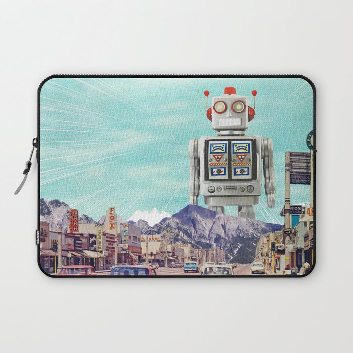 Robot in Town Laptop Sleeve Gallery Image 1