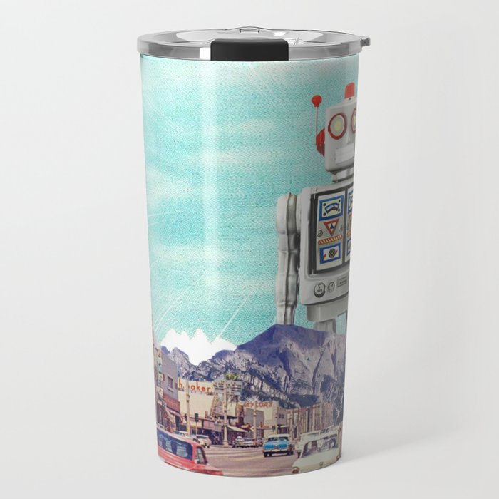 Robot in Town Travel Mug Gallery Image 1