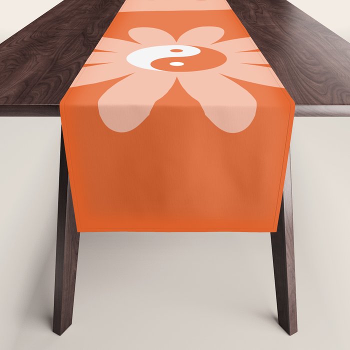 Yin Yang Flower in Orange & Peach Table Runner Gallery Image 1
