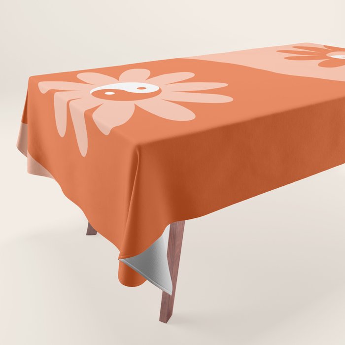 Yin Yang Flower in Orange & Peach Tablecloth Gallery Image 1