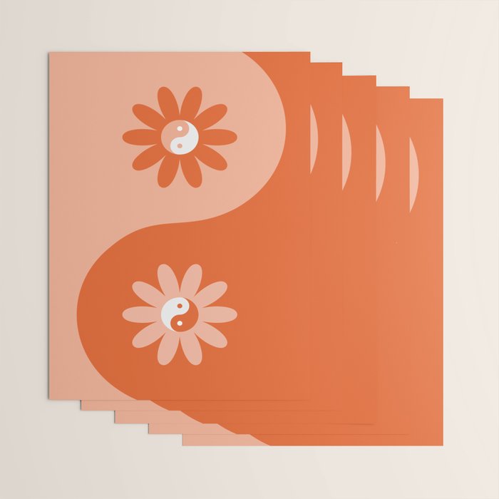 Yin Yang Flower in Orange & Peach Wrapping Paper Gallery Image 3