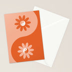 Yin Yang Flower in Orange & Peach Stationery Card Gallery Image 2