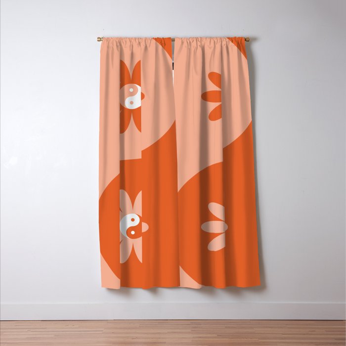 Yin Yang Flower in Orange & Peach Window Curtain Gallery Image 3