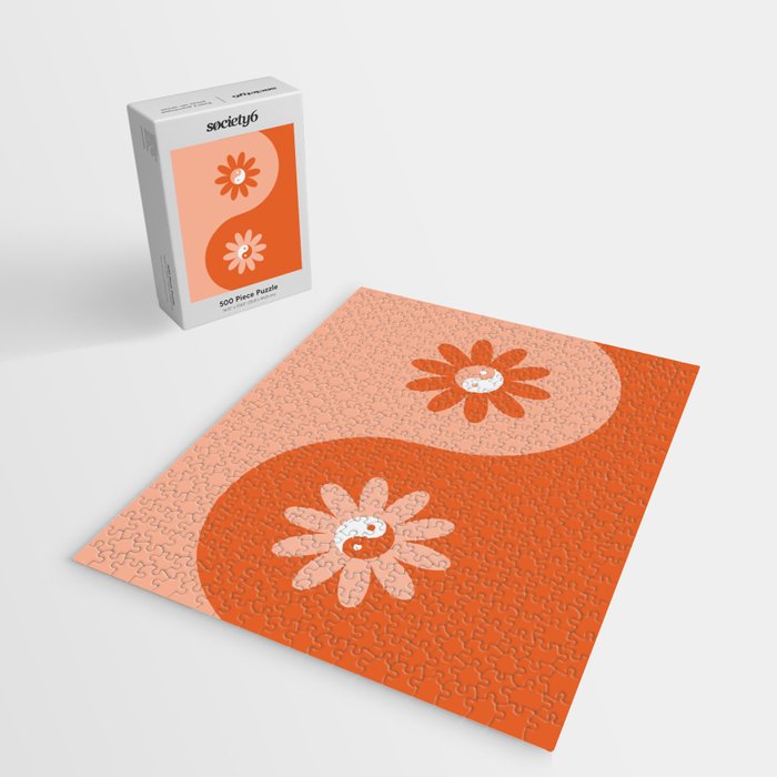 Yin Yang Flower in Orange & Peach Jigsaw Puzzle Gallery Image 2