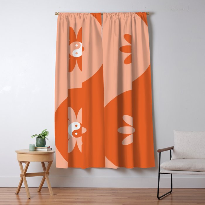Yin Yang Flower in Orange & Peach Window Curtain Gallery Image 5