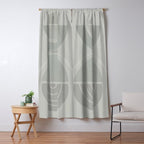 Mid Century Eclectic Calm Vibes In Pastel Grey and Green Shapes Window Curtain Gallery Image 5