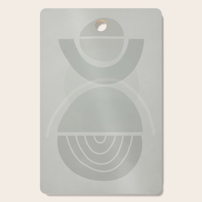 Mid Century Eclectic Calm Vibes In Pastel Grey and Green Shapes Cutting Board Gallery Image 1