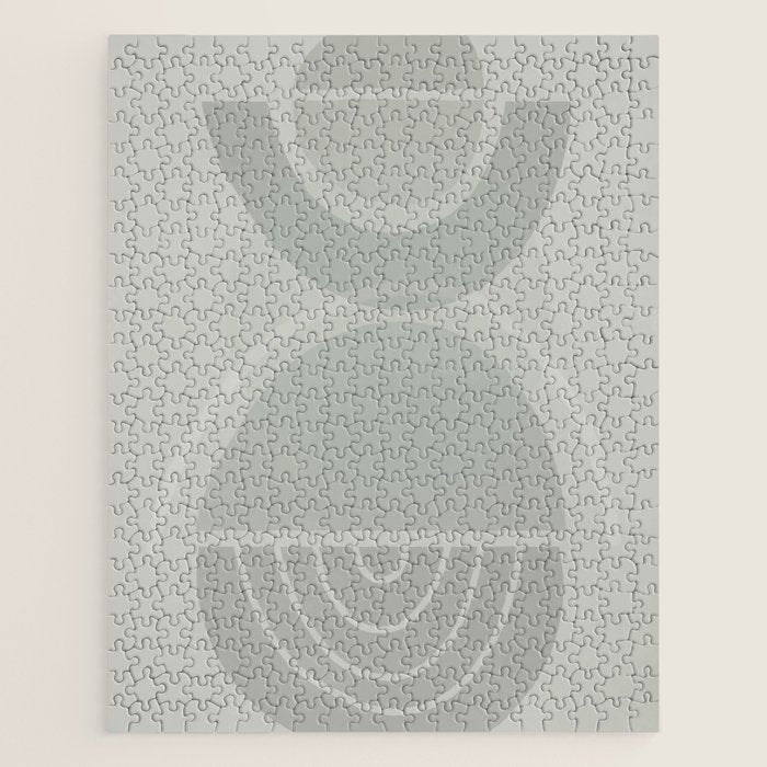 Mid Century Eclectic Calm Vibes In Pastel Grey and Green Shapes Jigsaw Puzzle Gallery Image 1
