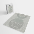 Mid Century Eclectic Calm Vibes In Pastel Grey and Green Shapes Jigsaw Puzzle Gallery Image 2