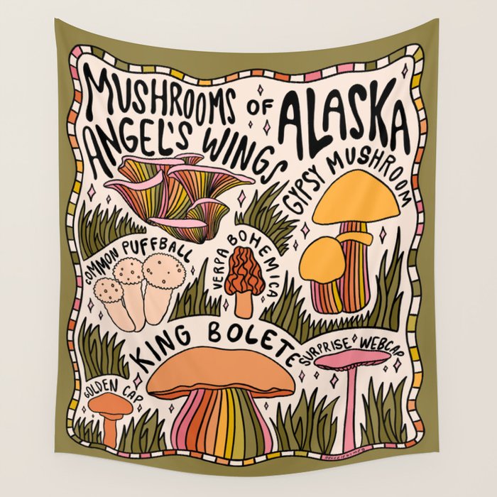 Mushrooms of Alaska Wall Tapestry Gallery Image 4