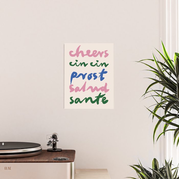 Cheers Languages Kitchen Print Poster Gallery Image 2